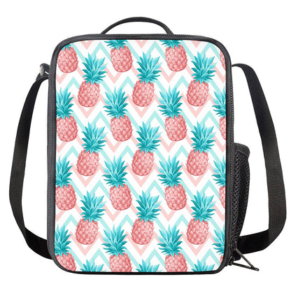Bright Zig Zag Pineapple Pattern Print Crossbody Lunch Bag