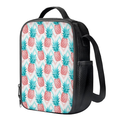 Bright Zig Zag Pineapple Pattern Print Crossbody Lunch Bag