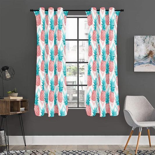 Bright Zig Zag Pineapple Pattern Print Curtain