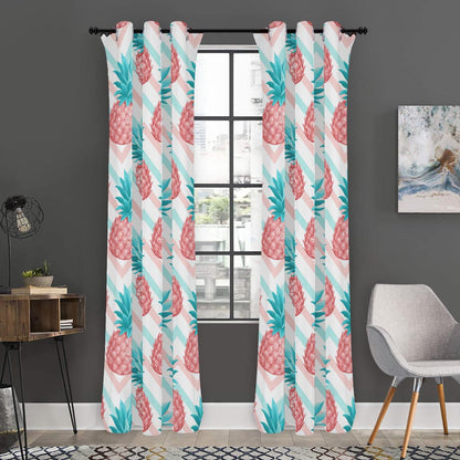 Bright Zig Zag Pineapple Pattern Print Curtain