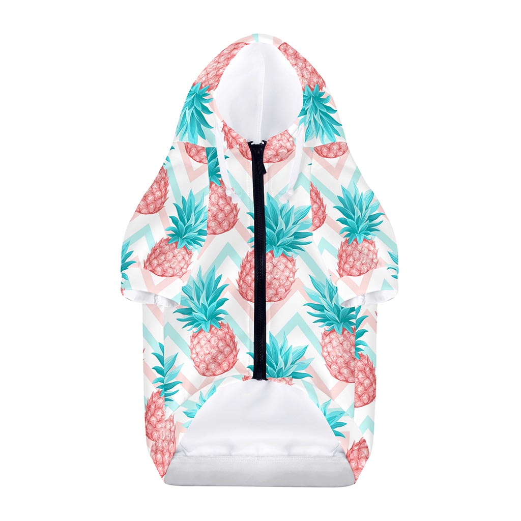 Bright Zig Zag Pineapple Pattern Print Dog Zip Up Hoodie
