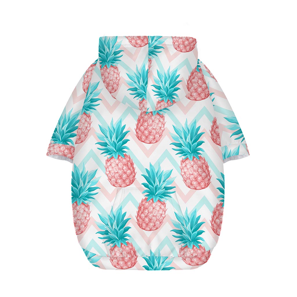 Bright Zig Zag Pineapple Pattern Print Dog Zip Up Hoodie