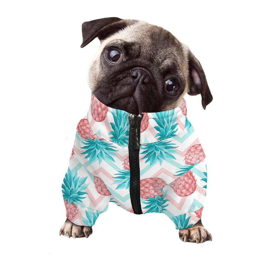 Bright Zig Zag Pineapple Pattern Print Dog Zip Up Jacket