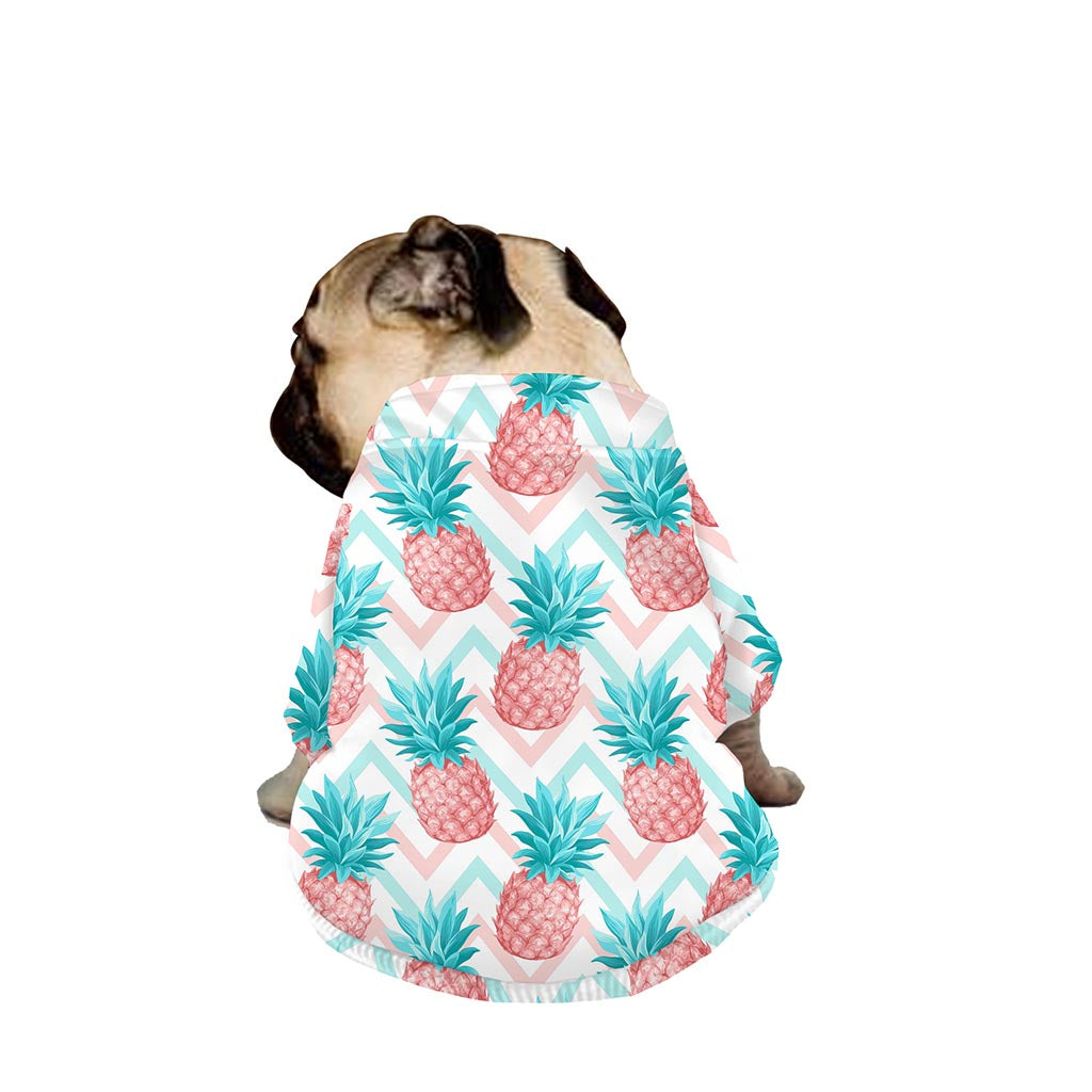 Bright Zig Zag Pineapple Pattern Print Dog Zip Up Jacket