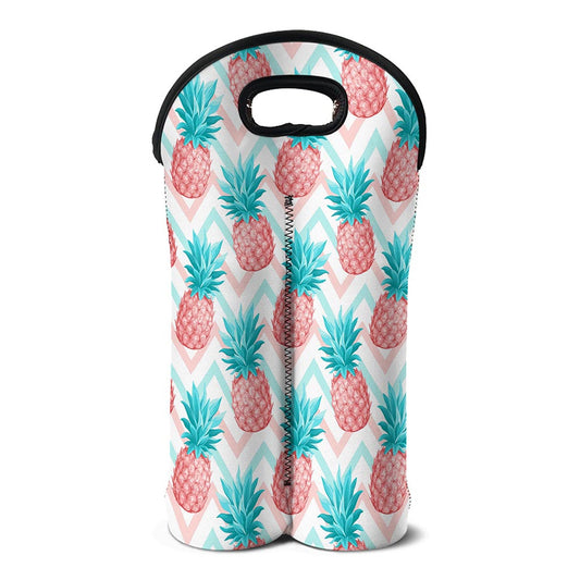 Bright Zig Zag Pineapple Pattern Print Double Neoprene Wine Tote