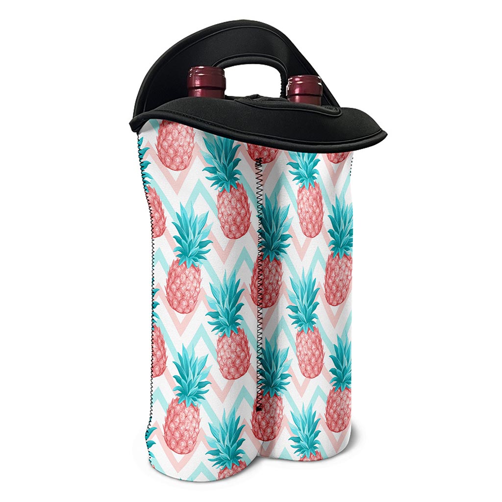 Bright Zig Zag Pineapple Pattern Print Double Neoprene Wine Tote