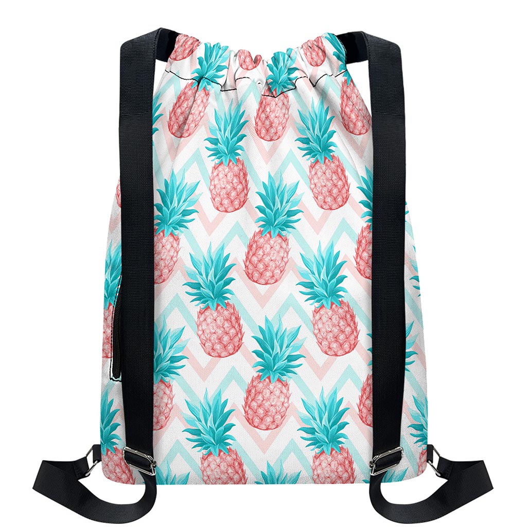 Bright Zig Zag Pineapple Pattern Print Drawstring Backpack