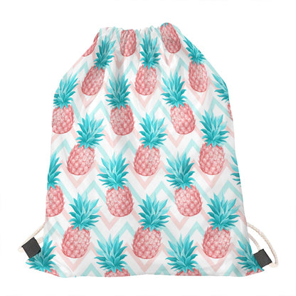 Bright Zig Zag Pineapple Pattern Print Drawstring Bag