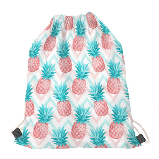 Bright Zig Zag Pineapple Pattern Print Drawstring Bag