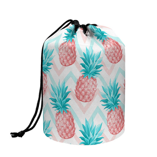 Bright Zig Zag Pineapple Pattern Print Drawstring Makeup Bag