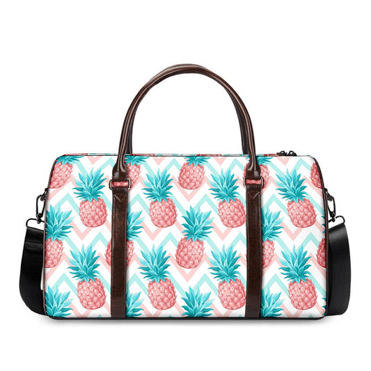 Bright Zig Zag Pineapple Pattern Print Duffle Bag