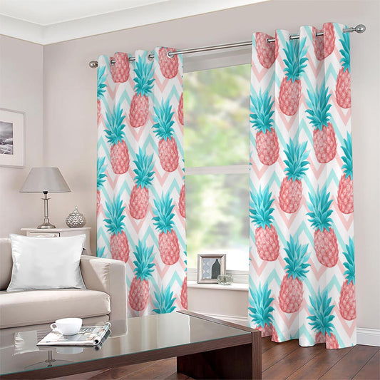Bright Zig Zag Pineapple Pattern Print Extra Wide Grommet Curtains