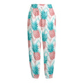 Bright Zig Zag Pineapple Pattern Print Fleece Lined Knit Pants