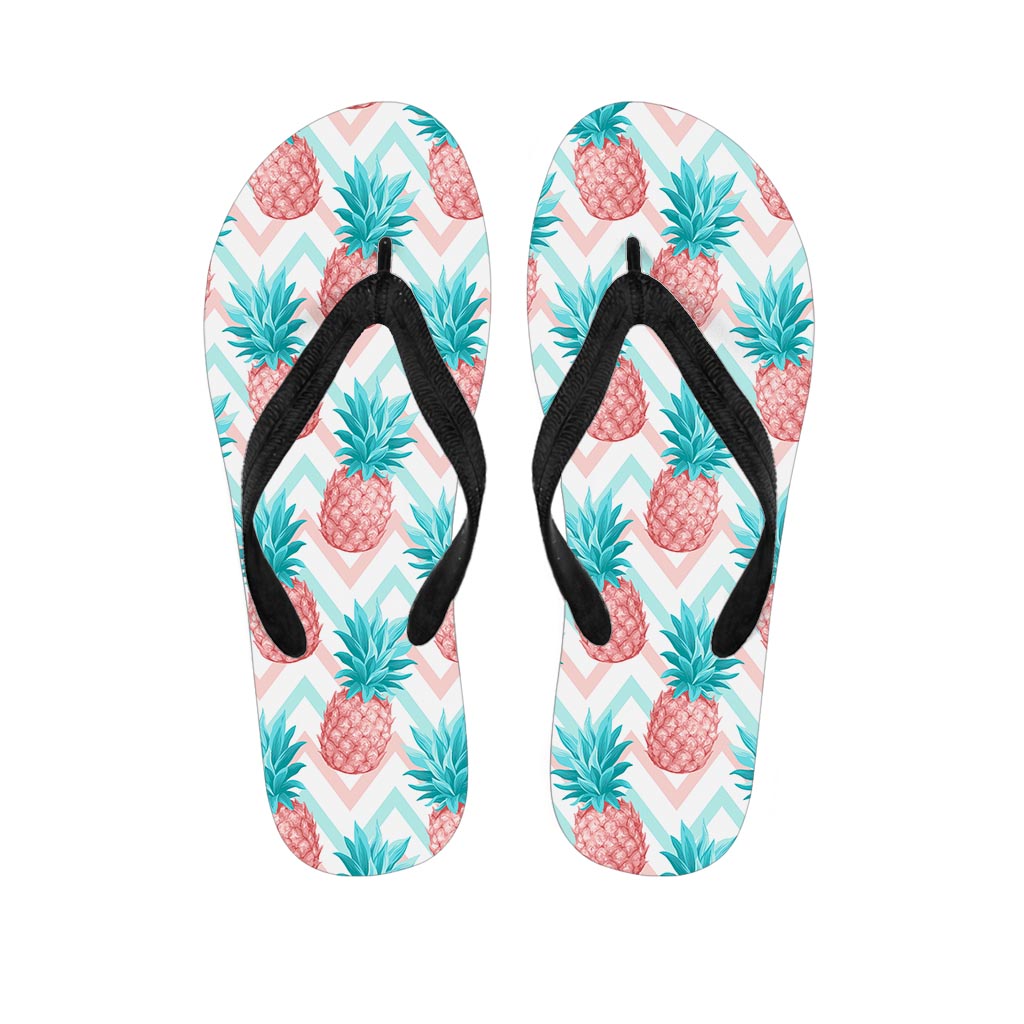 Bright Zig Zag Pineapple Pattern Print Flip Flops