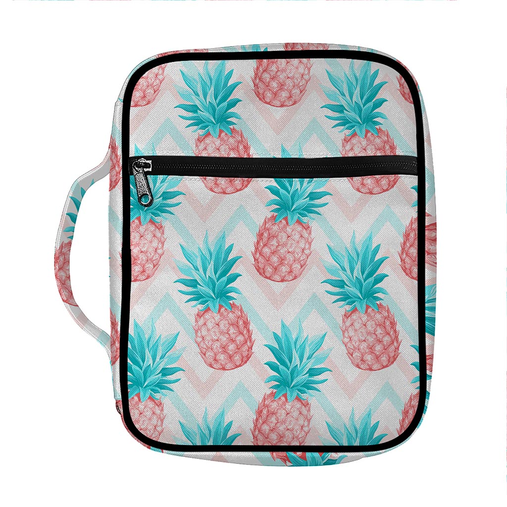 Bright Zig Zag Pineapple Pattern Print Front Pocket Bible Bag
