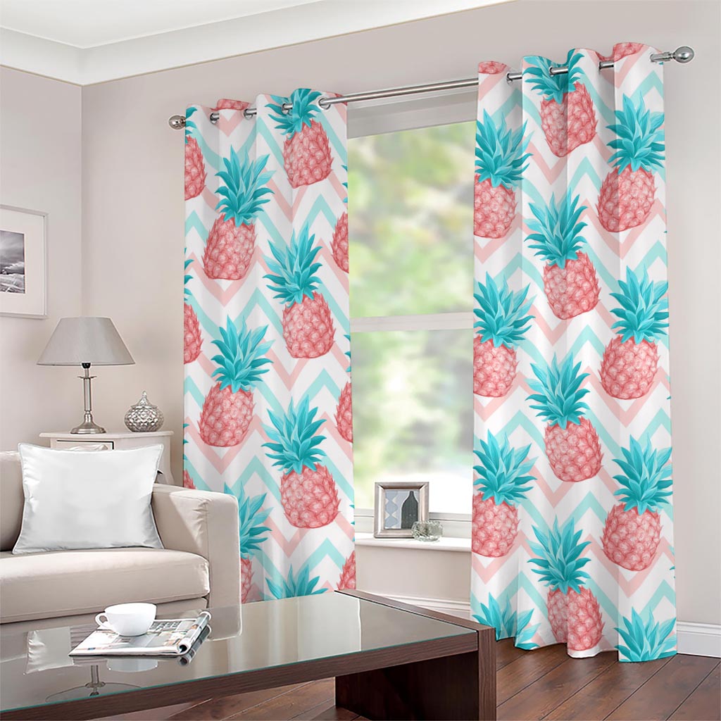 Bright Zig Zag Pineapple Pattern Print Grommet Curtains