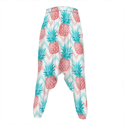 Bright Zig Zag Pineapple Pattern Print Hammer Pants