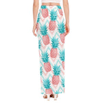 Bright Zig Zag Pineapple Pattern Print High Slit Maxi Skirt