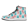 Bright Zig Zag Pineapple Pattern Print High Top Leather Sneakers