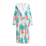 Bright Zig Zag Pineapple Pattern Print Hooded Bathrobe