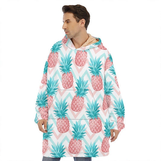 Bright Zig Zag Pineapple Pattern Print Hoodie Blanket