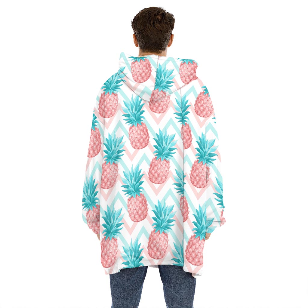 Bright Zig Zag Pineapple Pattern Print Hoodie Blanket