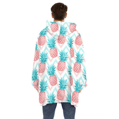 Bright Zig Zag Pineapple Pattern Print Hoodie Blanket