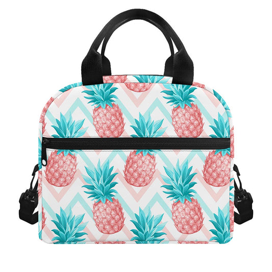 Bright Zig Zag Pineapple Pattern Print Insulated Lunch Bag