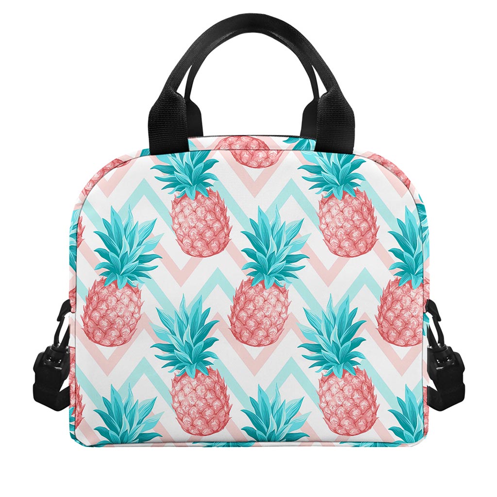 Bright Zig Zag Pineapple Pattern Print Insulated Lunch Bag