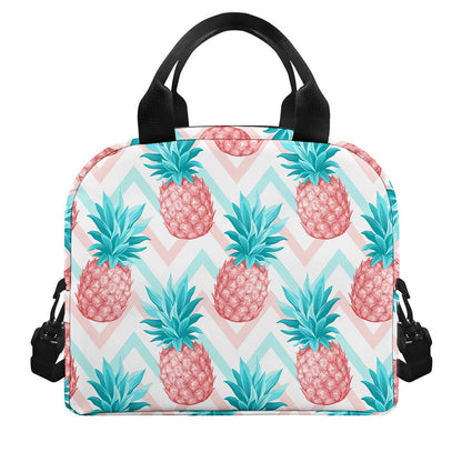 Bright Zig Zag Pineapple Pattern Print Insulated Lunch Bag