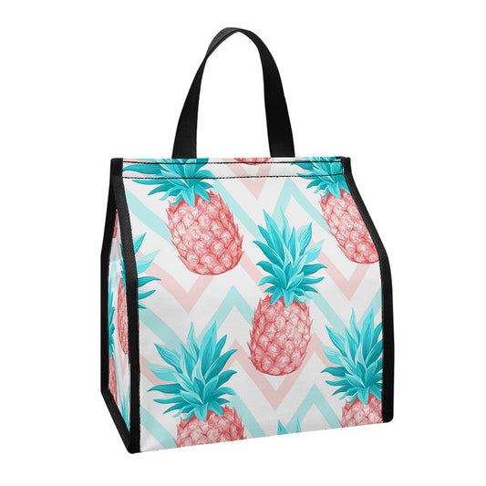 Bright Zig Zag Pineapple Pattern Print Insulated Lunch Tote