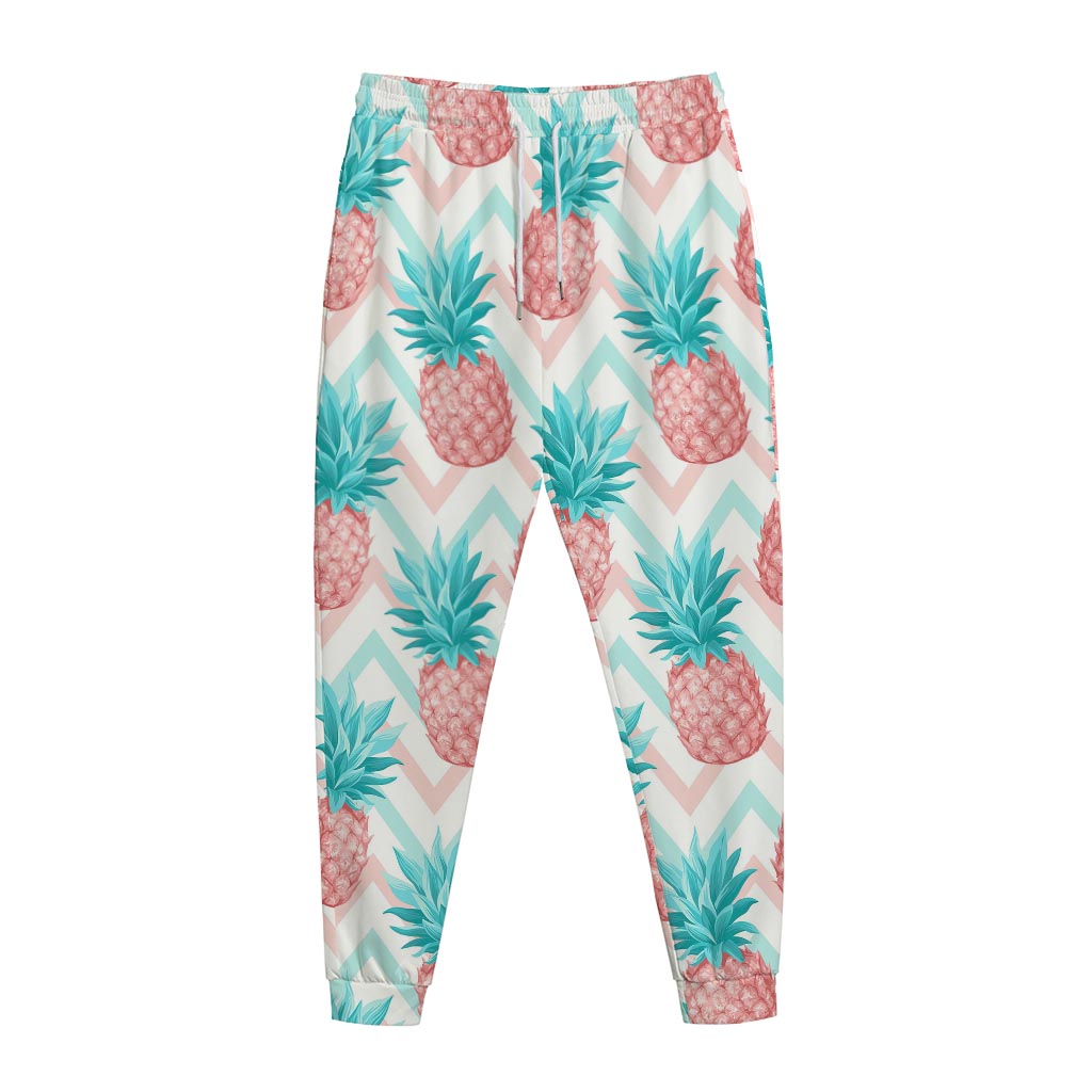 Bright Zig Zag Pineapple Pattern Print Jogger Pants