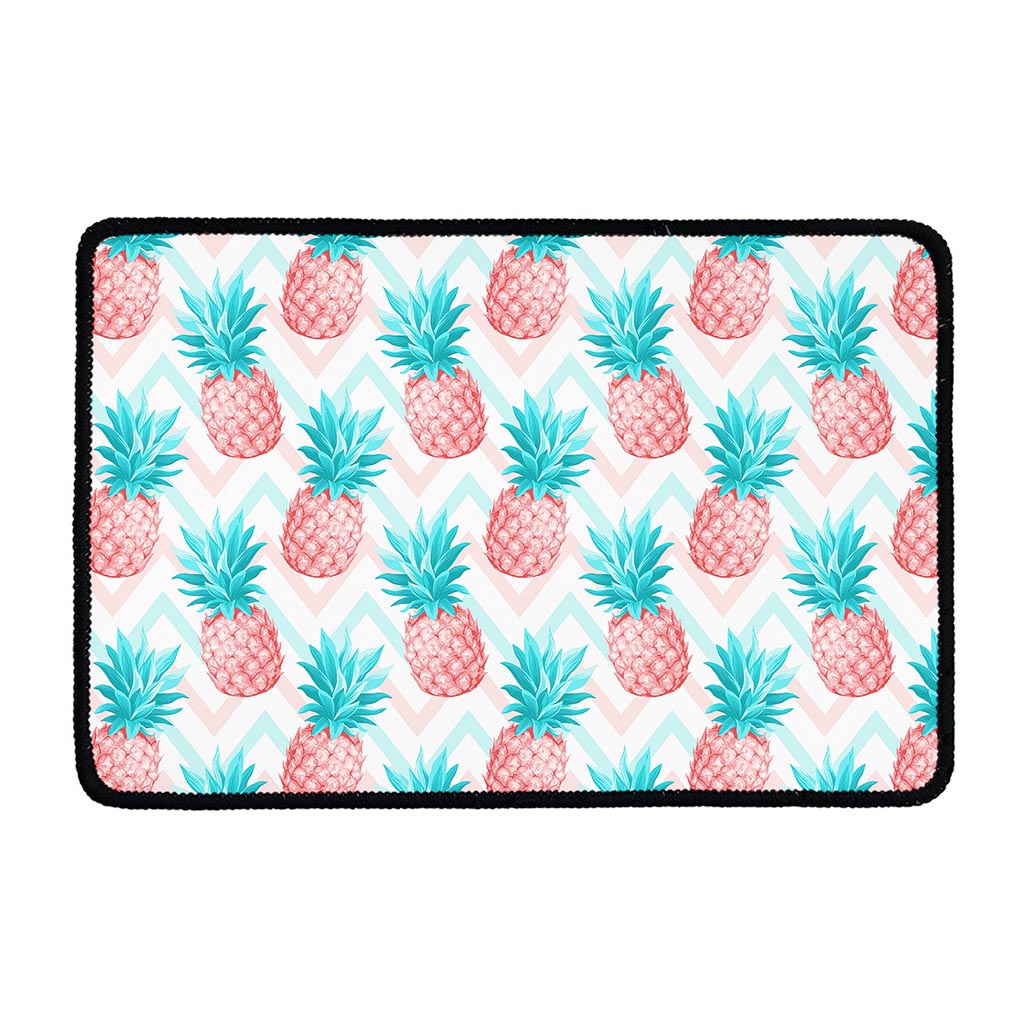 Bright Zig Zag Pineapple Pattern Print Kitchen Mat