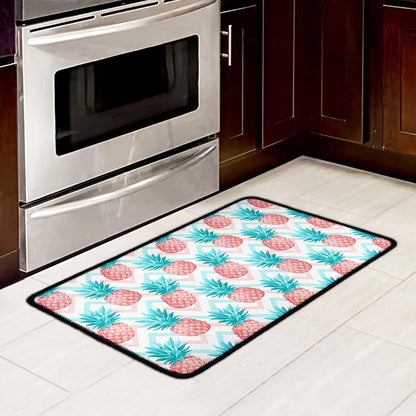 Bright Zig Zag Pineapple Pattern Print Kitchen Mat