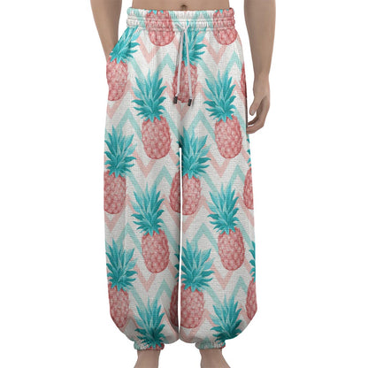 Bright Zig Zag Pineapple Pattern Print Lantern Pants