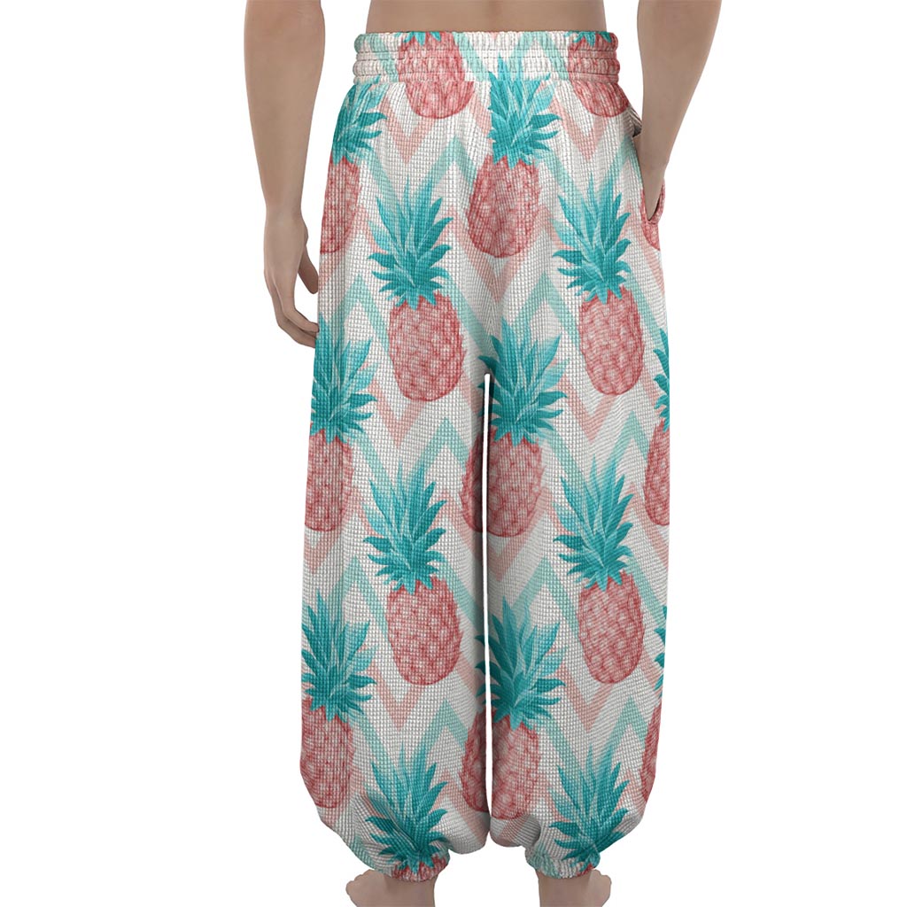 Bright Zig Zag Pineapple Pattern Print Lantern Pants