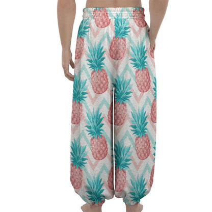 Bright Zig Zag Pineapple Pattern Print Lantern Pants