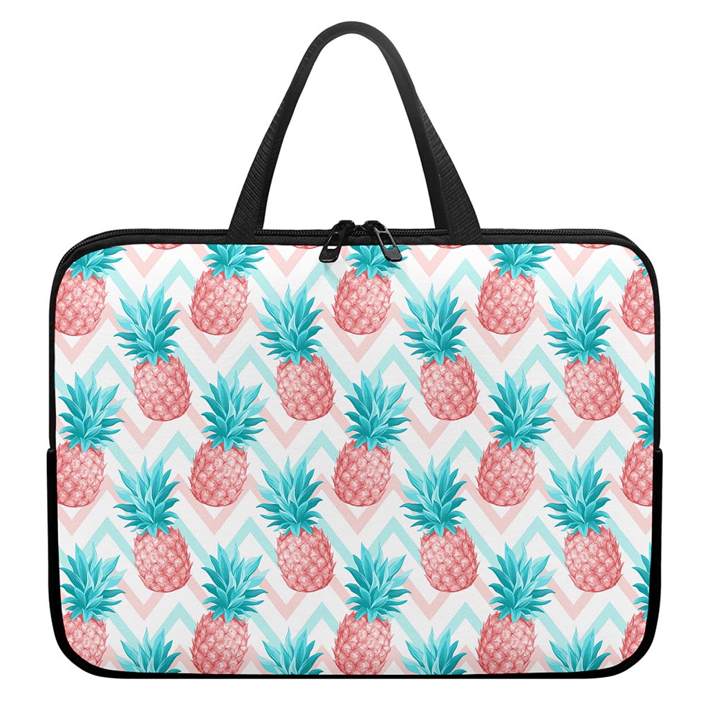 Bright Zig Zag Pineapple Pattern Print Laptop Sleeve With Handle
