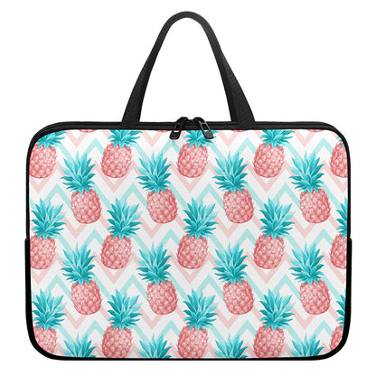 Bright Zig Zag Pineapple Pattern Print Laptop Sleeve With Handle