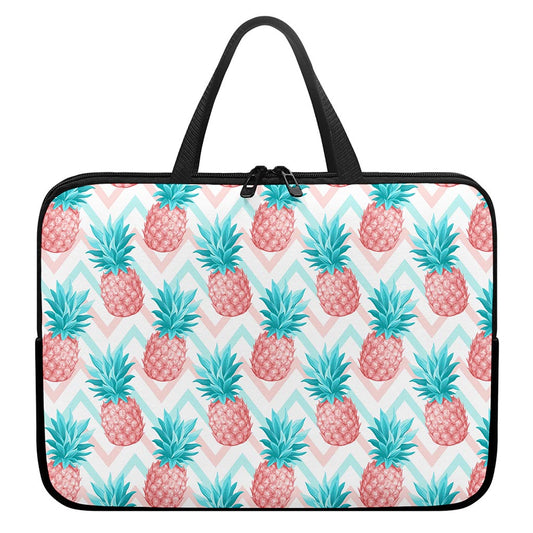 Bright Zig Zag Pineapple Pattern Print Laptop Sleeve With Handle