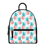 Bright Zig Zag Pineapple Pattern Print Leather Backpack