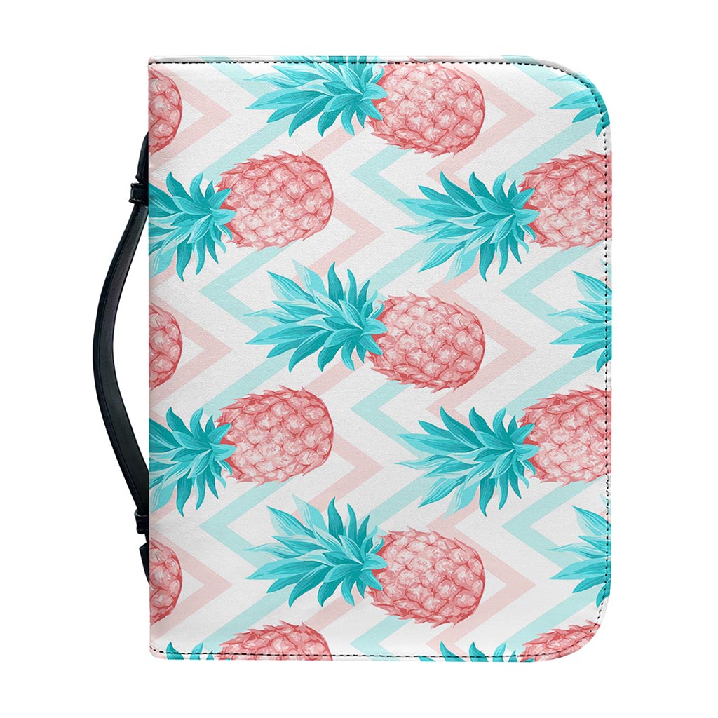 Bright Zig Zag Pineapple Pattern Print Leather Bible Cover