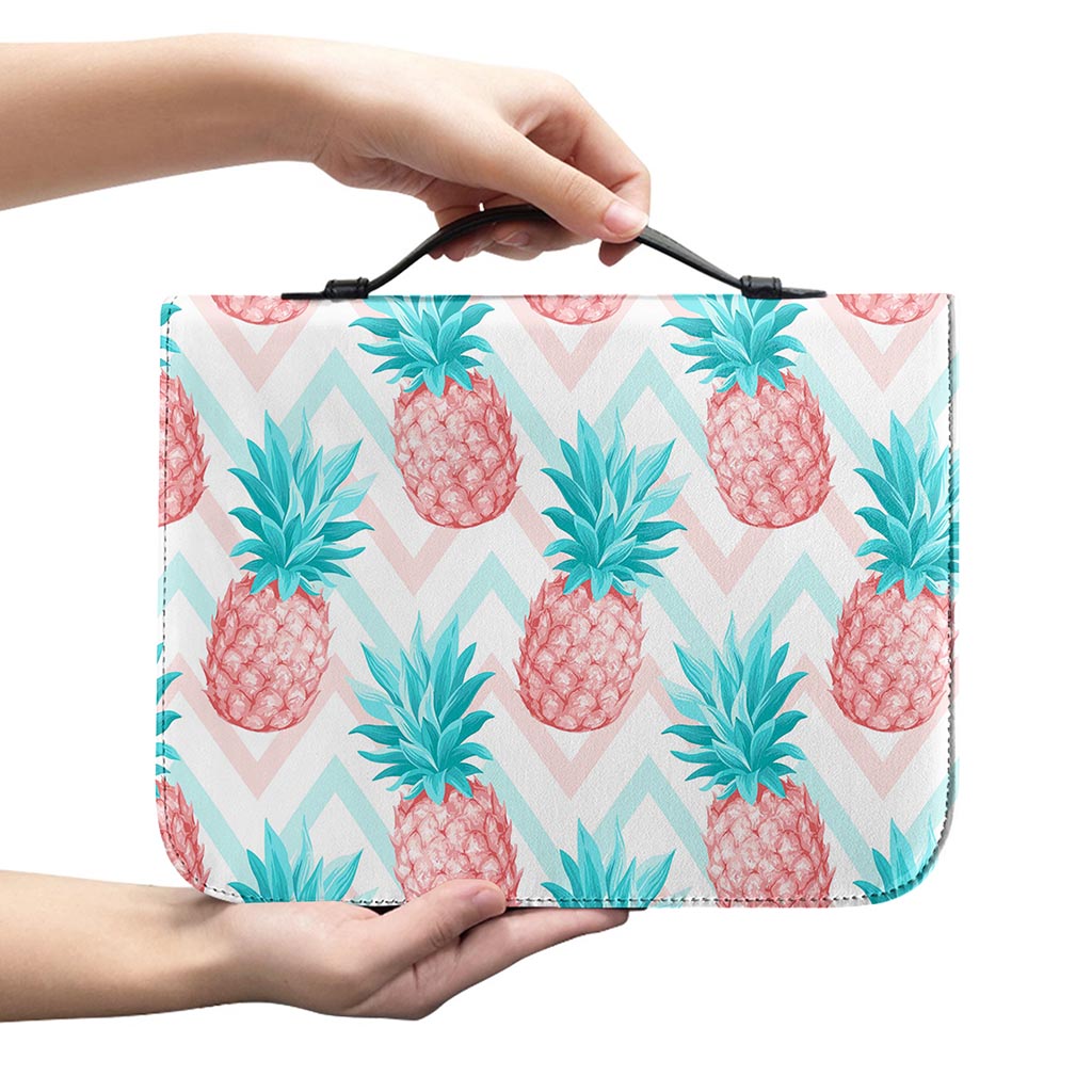 Bright Zig Zag Pineapple Pattern Print Leather Bible Cover