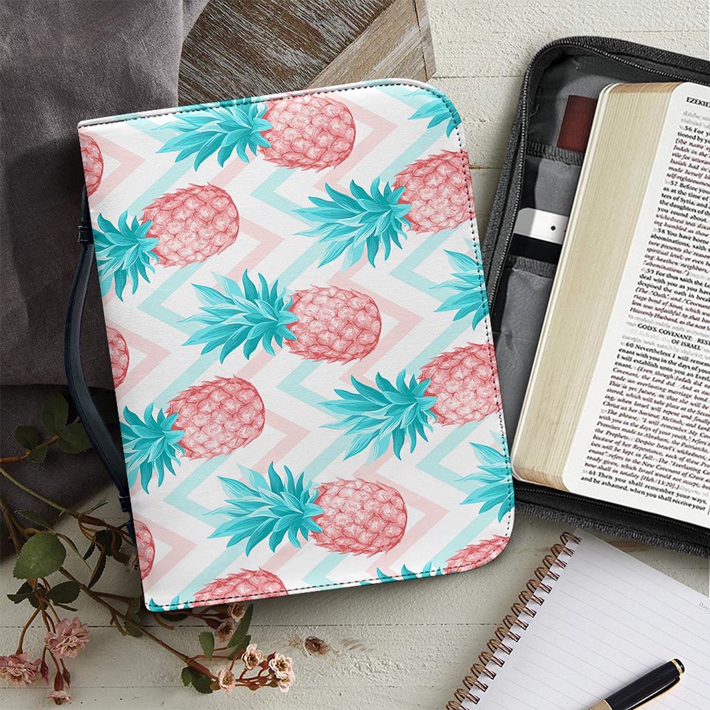 Bright Zig Zag Pineapple Pattern Print Leather Bible Cover
