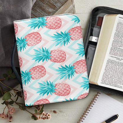 Bright Zig Zag Pineapple Pattern Print Leather Bible Cover