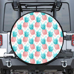 Bright Zig Zag Pineapple Pattern Print Leather Spare Tire Cover