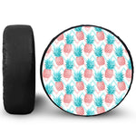 Bright Zig Zag Pineapple Pattern Print Leather Spare Tire Cover