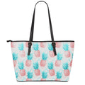 Bright Zig Zag Pineapple Pattern Print Leather Tote Bag With Zipper