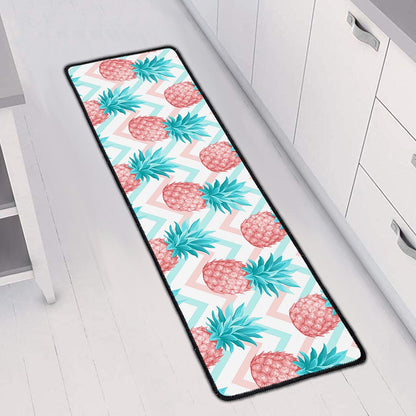 Bright Zig Zag Pineapple Pattern Print Long Kitchen Mat