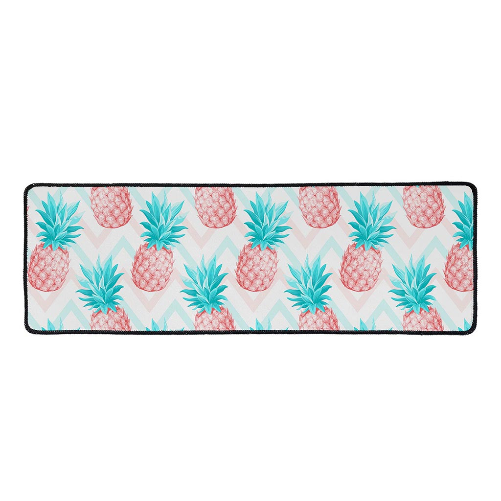 Bright Zig Zag Pineapple Pattern Print Long Kitchen Mat